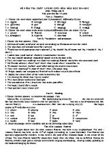 Đề kiểm tra chất lượng cuối năm môn Tiếng Anh Khối 8 - Năm học 2014-2015